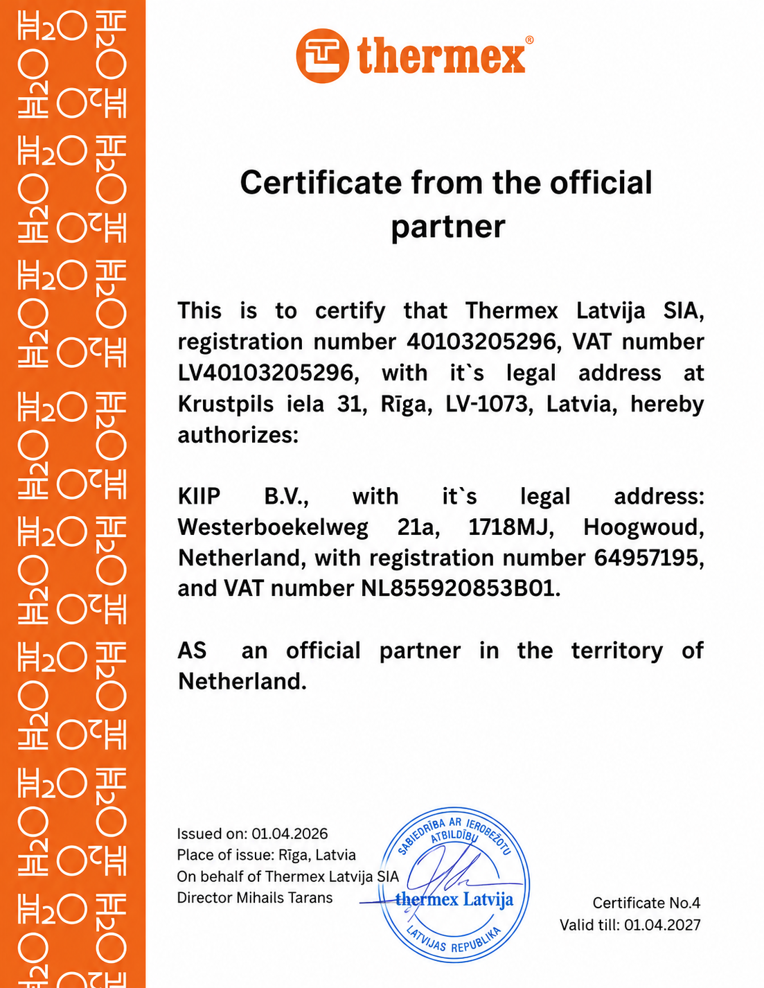OFFICIËLE PARTNER THERMEX