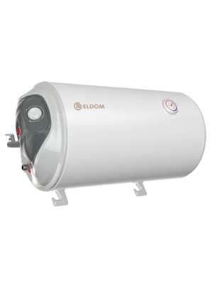 ELDOM Favourite horizontale 50 liter boiler. 2 Kw. met aansluitingen aan de linkerzijde. Met mechanische thermostaat, energielabel C.
