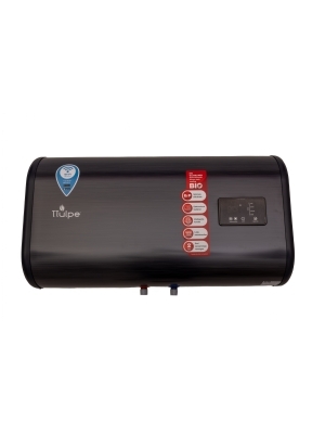 Hoogwaardige, antraciet zwarte, platte 43 liter boiler met Wi-Fi en SMART functie voor horizontale installatie aan de wand